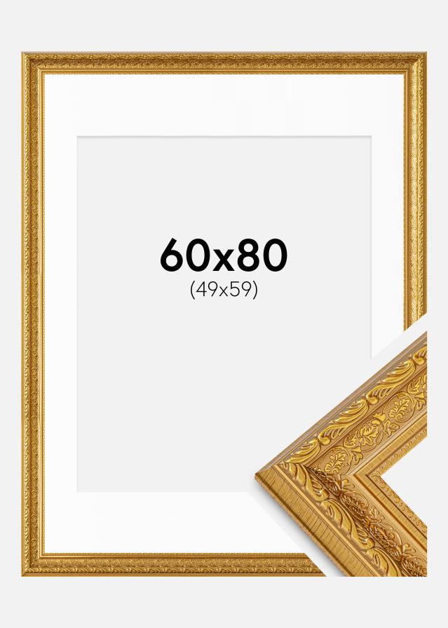Ram med passepartou Frame Ornate Gold 60x80 cm - Mounts White 50x60 cm