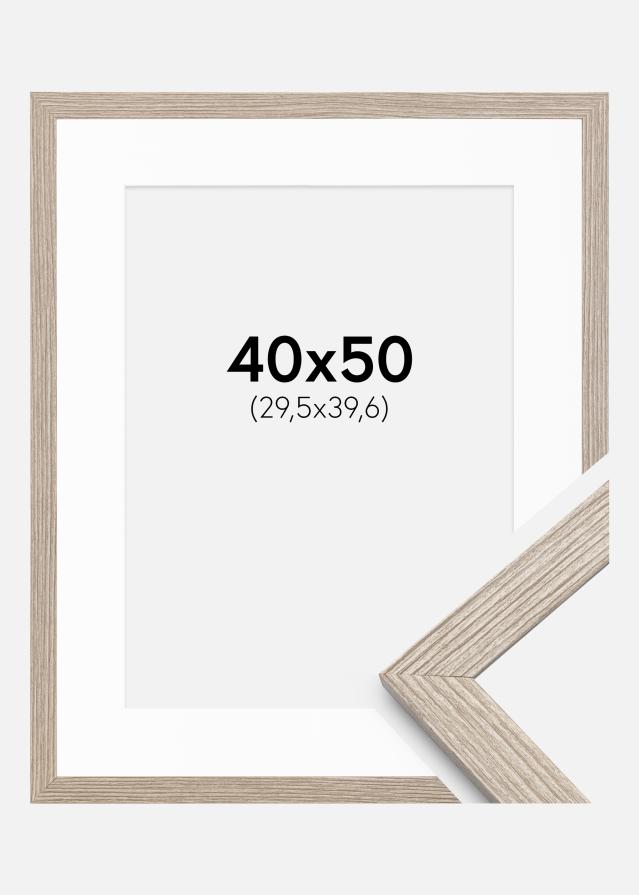 Ram med passepartou Frame Stilren Greige Oak 40x50 cm - Mounts White 12x16 inches