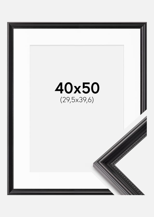 Ram med passepartou Frame Gala Black 40x50 cm - Picture Mount White 12x16 inches