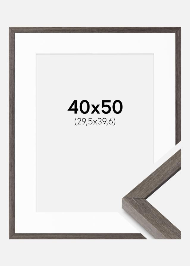 Ram med passepartou Frame Ares Grey Oak 40x50 cm - Mounts White 12x16 inches