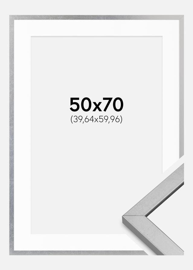 Ram med passepartou Frame Minerva Silver 50x70 cm - Mounts White 16x24 inches