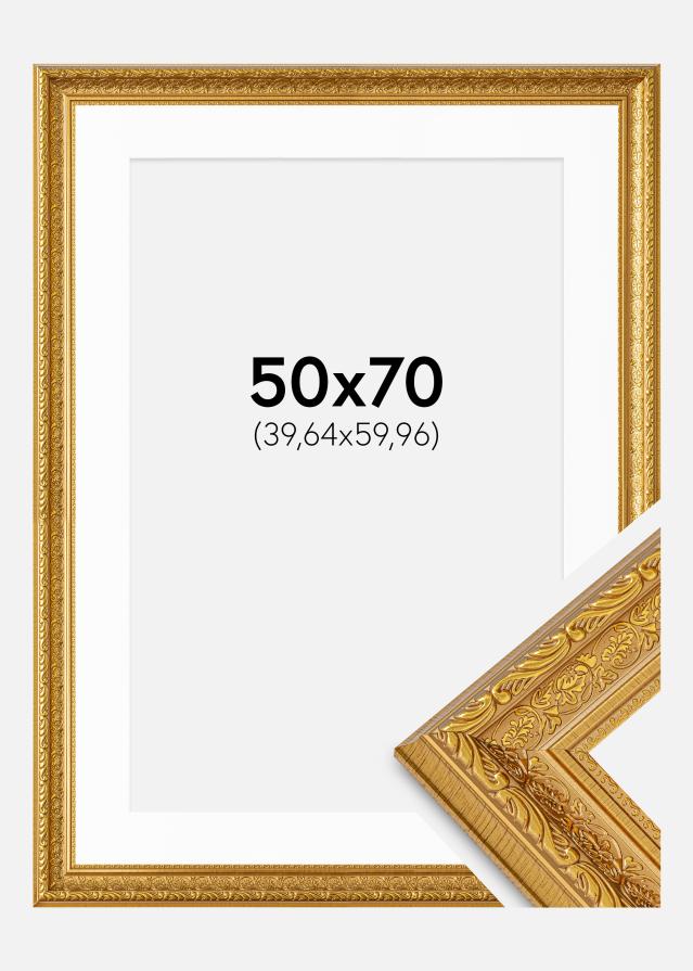 Ram med passepartou Frame Ornate Gold 50x70 cm - Mounts White 16x24 inches