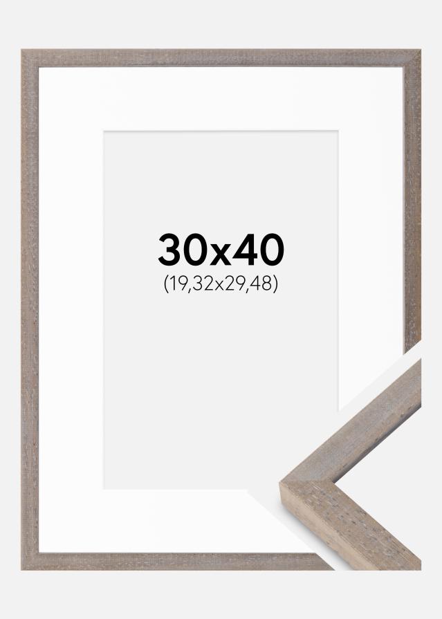 Ram med passepartou Frame Ares Gray 30x40 cm - Mounts White 8x12 inches