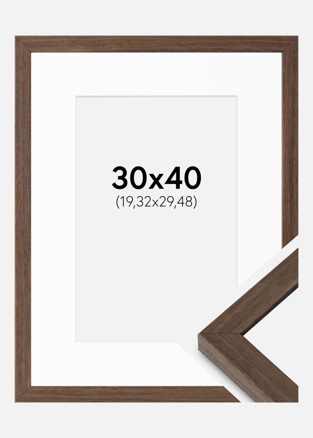 Ram med passepartou Frame Hermes Walnut 30x40 cm - Mounts White 8x12 inches