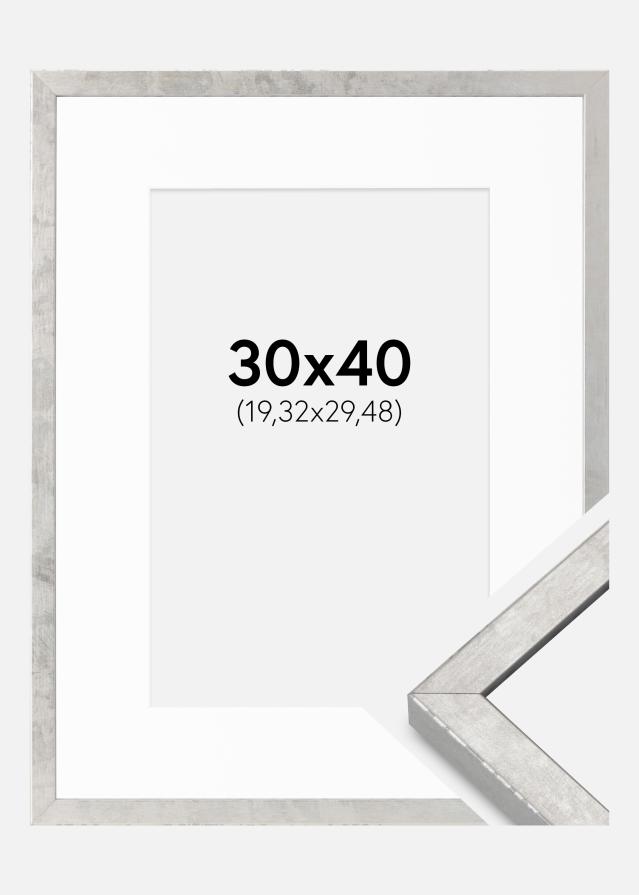 Ram med passepartou Frame Ares Silver 30x40 cm - Mounts White 8x12 inches