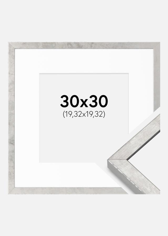 Ram med passepartou Frame Ares Silver 30x30 cm - Mounts White 8x8 inches
