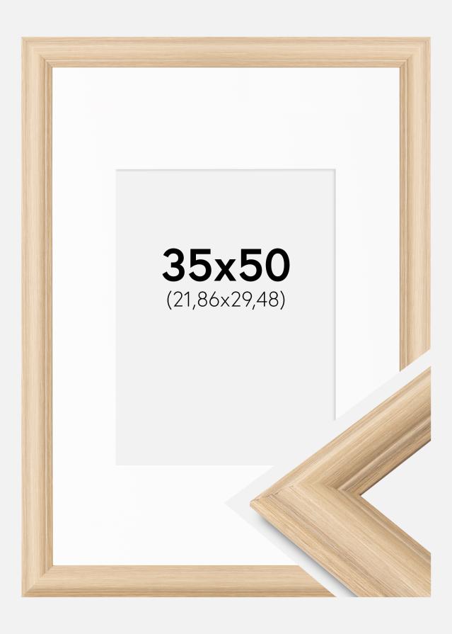 Ram med passepartou Frame Västkusten Oak 35x50 cm - Picture Mount White 9x12 inches