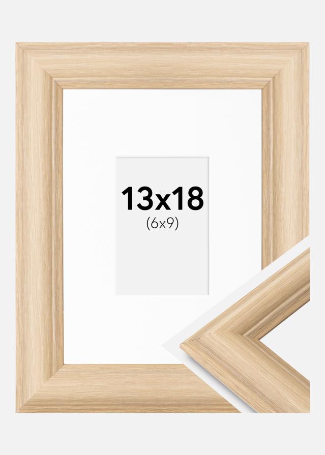 Ram med passepartou Frame Västkusten Oak 13x18 cm - Picture Mount White 7x10 cm