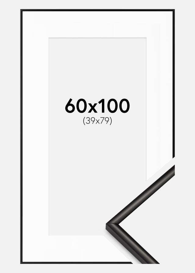 Ram med passepartou Frame Scandi Matte Black 60x100 cm - Mounts White 40x80 cm