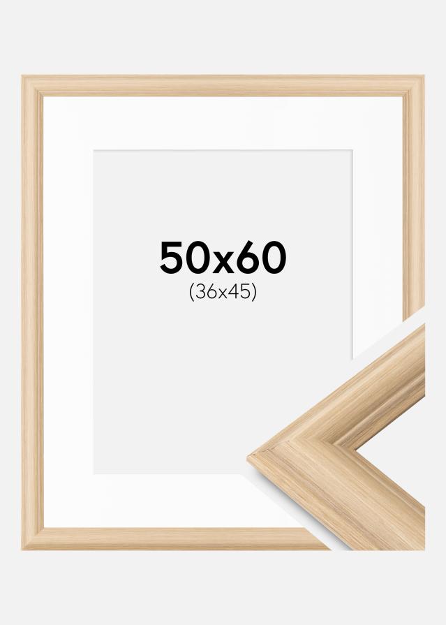 Ram med passepartou Frame Västkusten Oak 50x60 cm - Picture Mount White 37x46 cm