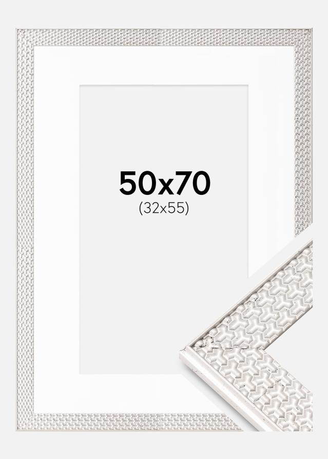 Ram med passepartou Frame Grace Silver 50x70 cm - Picture Mount White 33x56 cm