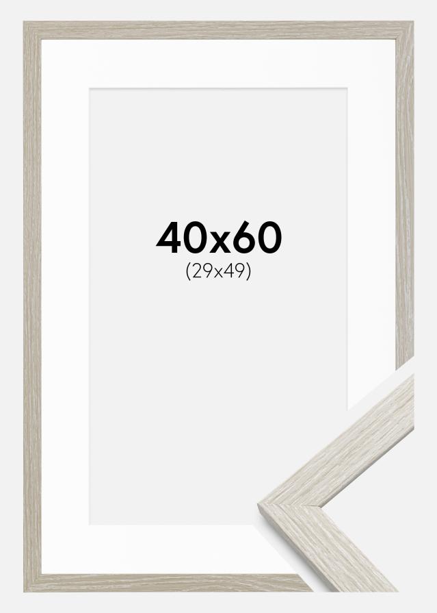 Ram med passepartou Frame Stilren Light Grey Oak 40x60 cm - Mounts White 30x50 cm