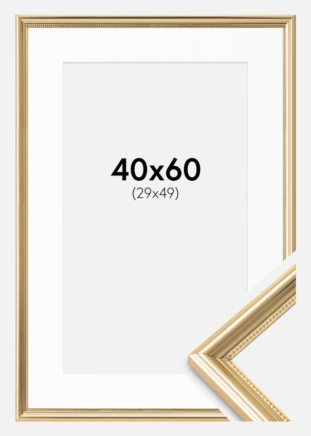 Ram med passepartou Frame Gala Gold 40x60 cm - Picture Mount White 30x50 cm