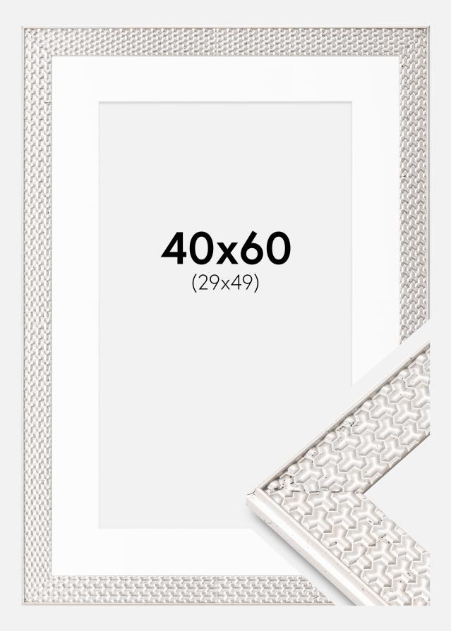 Ram med passepartou Frame Grace Silver 40x60 cm - Picture Mount White 30x50 cm