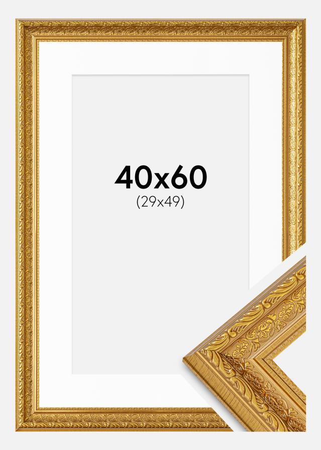 Ram med passepartou Frame Ornate Gold 40x60 cm - Mounts White 30x50 cm