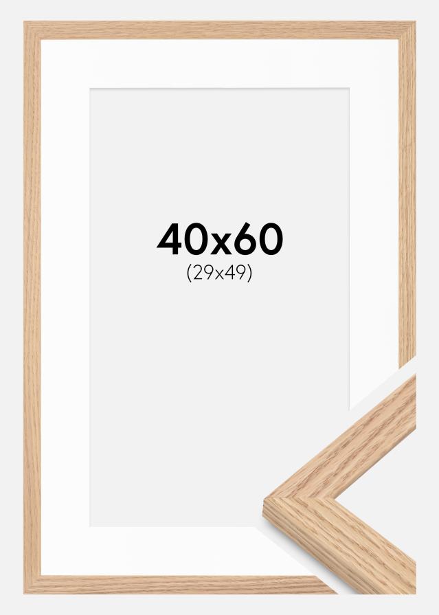 Ram med passepartou Frame Tidlös Solid Oak 40x60 cm - Passepartout White 30x50 cm