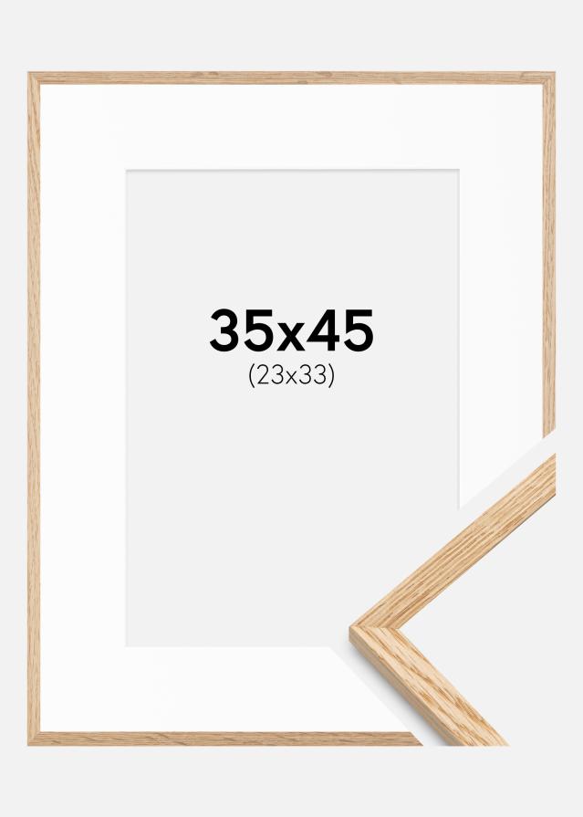 Ram med passepartou Frame Narrow Oak 35x45 cm - Picture Mount White 24x34 cm