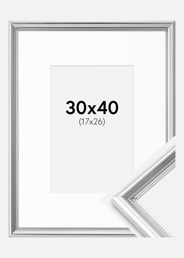 Ram med passepartou Frame Gala Silver 30x40 cm - Picture Mount White 18x27 cm