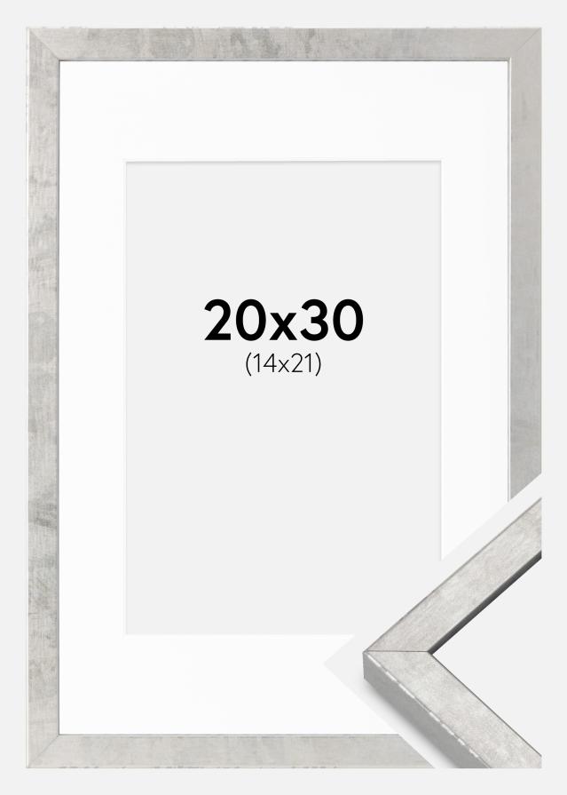Ram med passepartou Frame Ares Silver 20x30 cm - Mounts White 15x22 cm