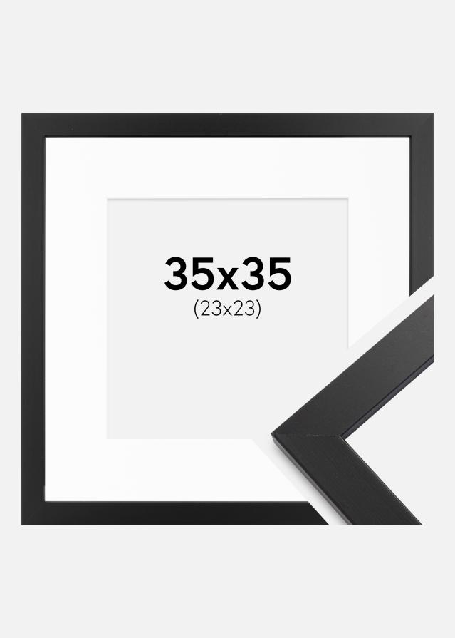 Ram med passepartou Frame Black Wood 35x35 cm - Picture Mount White 24x24 cm