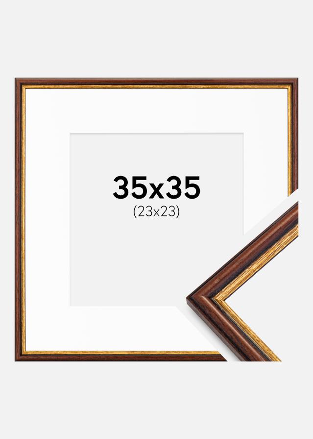 Ram med passepartou Frame Horndal Brown 35x35 cm - Picture Mount White 24x24 cm