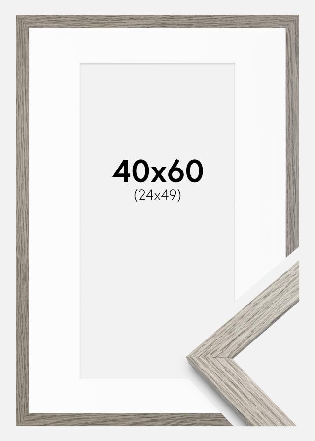Ram med passepartou Frame Stilren Grey Oak 40x60 cm - Mounts White 25x50 cm