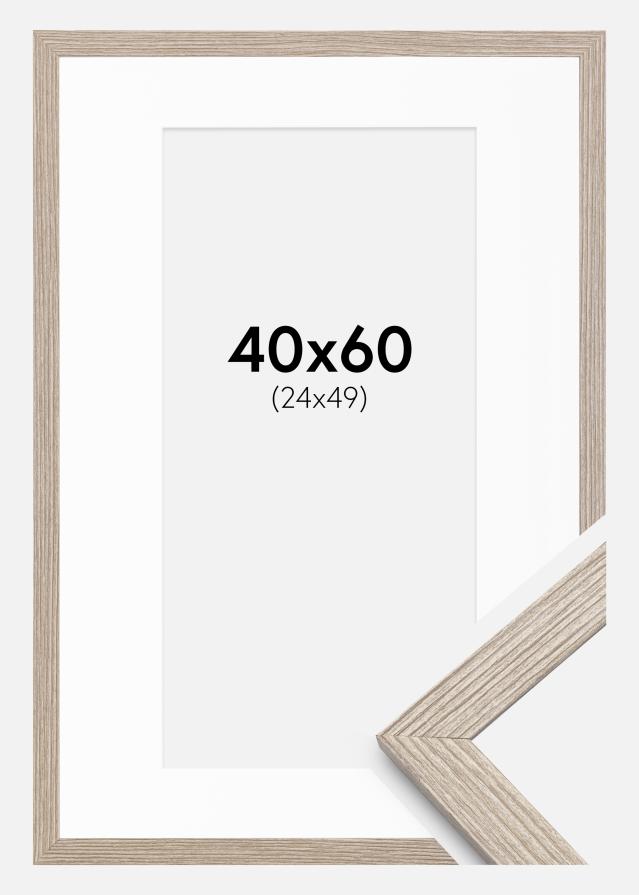 Ram med passepartou Frame Stilren Greige Oak 40x60 cm - Mounts White 25x50 cm