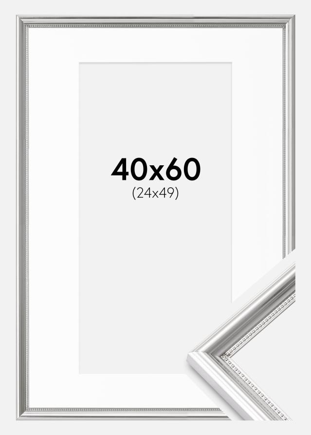 Ram med passepartou Frame Gala Silver 40x60 cm - Picture Mount White 25x50 cm
