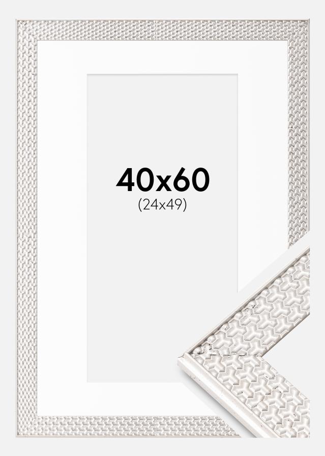 Ram med passepartou Frame Grace Silver 40x60 cm - Picture Mount White 25x50 cm