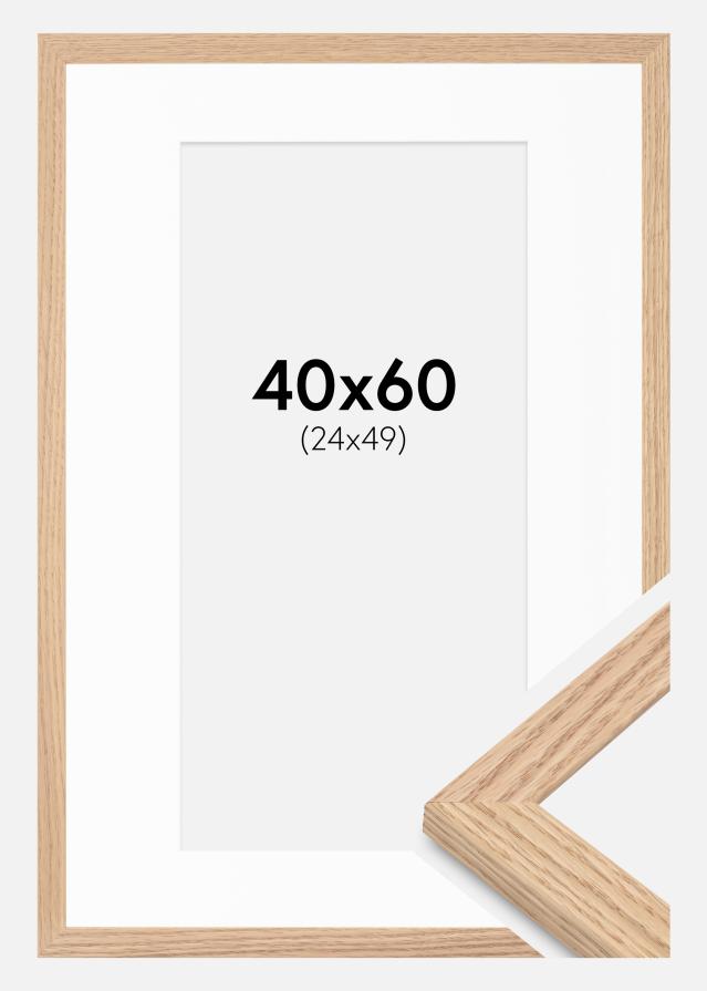 Ram med passepartou Frame Tidlös Solid Oak 40x60 cm - Passepartout White 25x50 cm