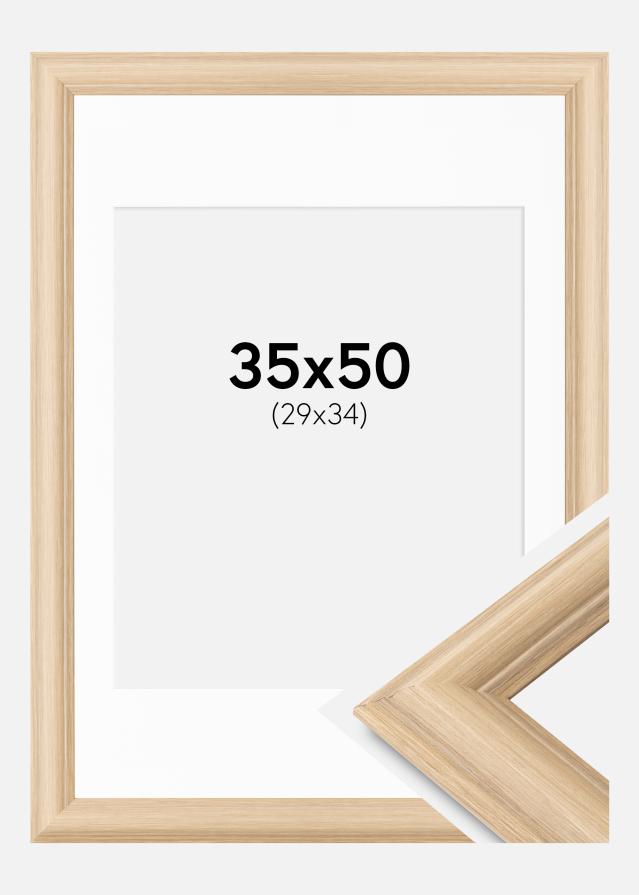 Ram med passepartou Frame Västkusten Oak 35x50 cm - Picture Mount White 30x35 cm