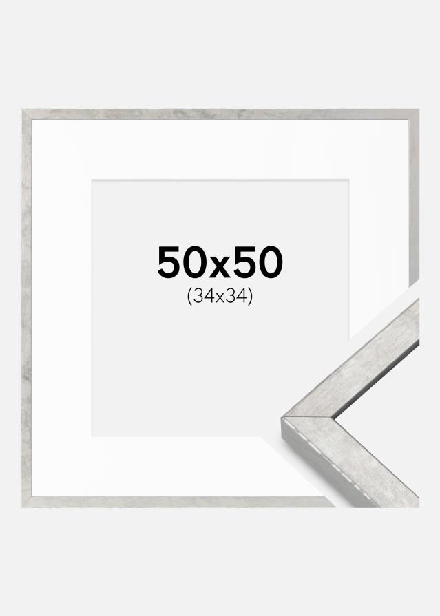Ram med passepartou Frame Ares Silver 50x50 cm - Mounts White 35x35 cm
