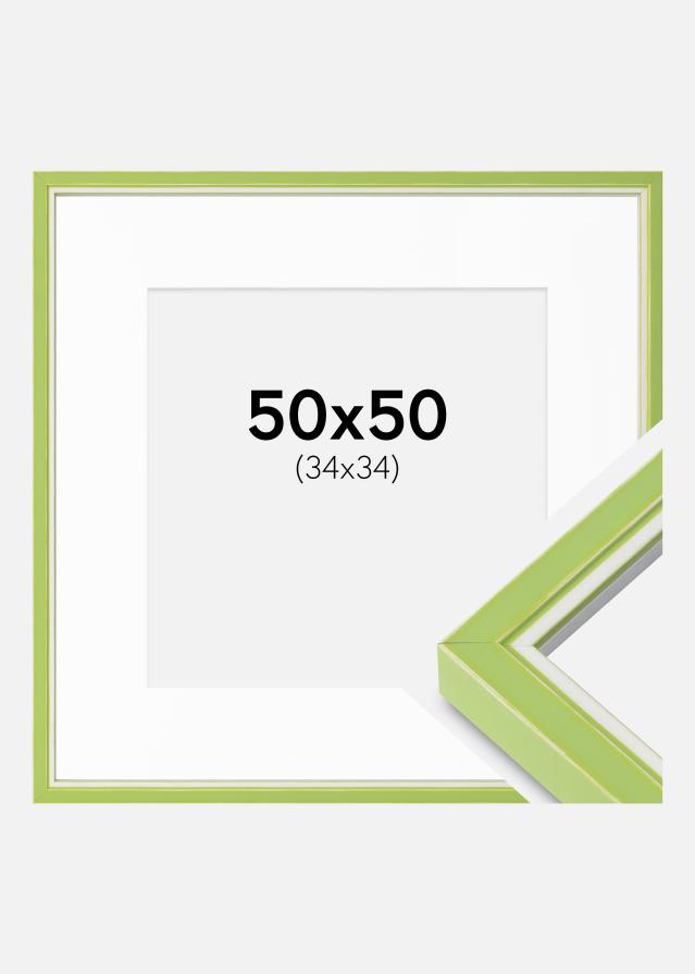 Ram med passepartou Frame Diana Light Green 50x50 cm - Mounts White 35x35 cm