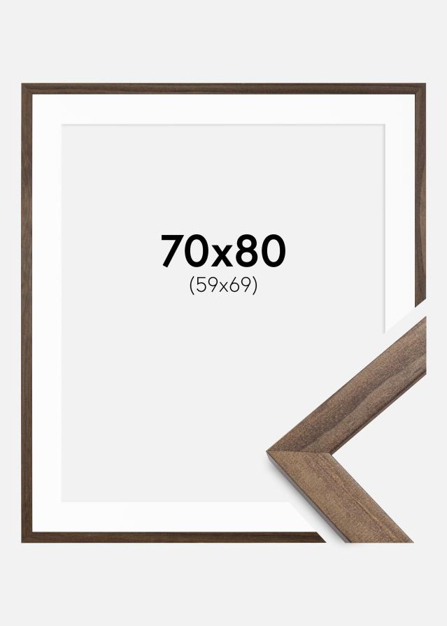 Ram med passepartou Frame Stilren Walnut 70x80 cm - Picture Mount White 60x70 cm