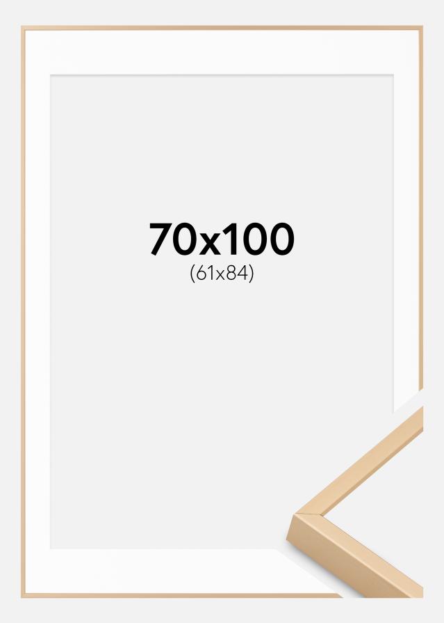 Ram med passepartou Aluminum Frame Brass 70x100 cm - Mounts White 62x85 cm