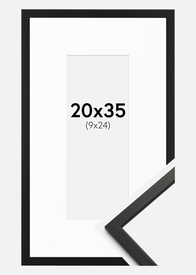 Ram med passepartou Frame Edsbyn Black 20x35 cm - Mounts White 10x25 cm