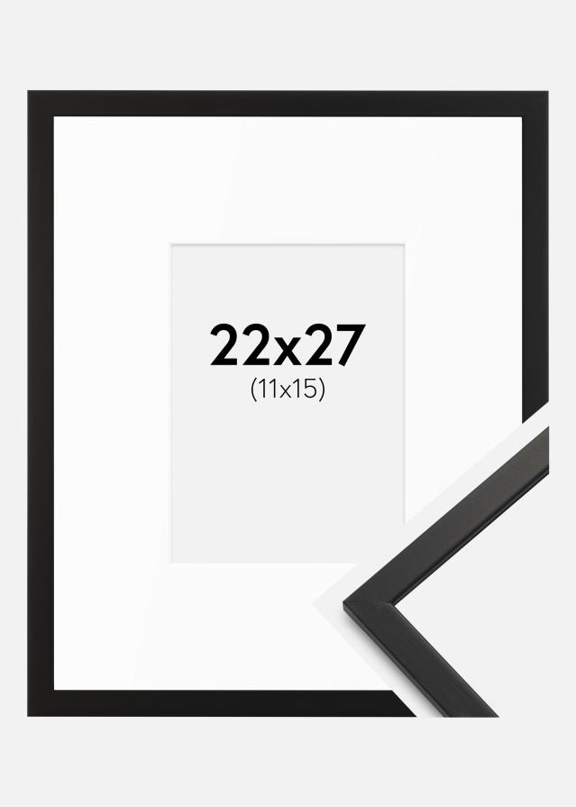 Ram med passepartou Frame Edsbyn Black 22x27 cm - Mounts White 12x16 cm