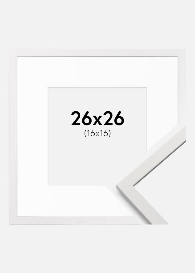 Ram med passepartou Frame Edsbyn White 26x26 cm - Mounts White 17x17 cm