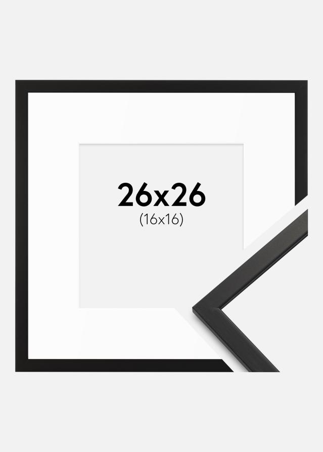 Ram med passepartou Frame Edsbyn Black 26x26 cm - Mounts White 17x17 cm