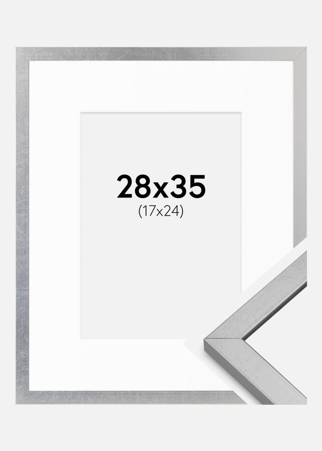 Ram med passepartou Frame Minerva Silver 28x35 cm - Mounts White 18x25 cm
