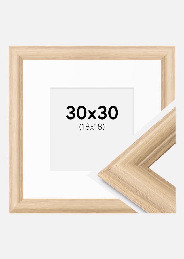 Ram med passepartou Frame Västkusten Oak 30x30 cm - Mounts White 19x19 cm