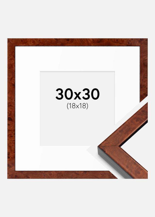 Ram med passepartou Frame Hermes Walnut 30x30 cm - Mounts White 19x19 cm