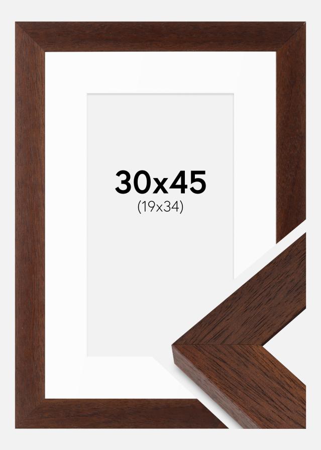 Ram med passepartou Frame Juno Teak 30x45 cm - Mounts White 20x35 cm