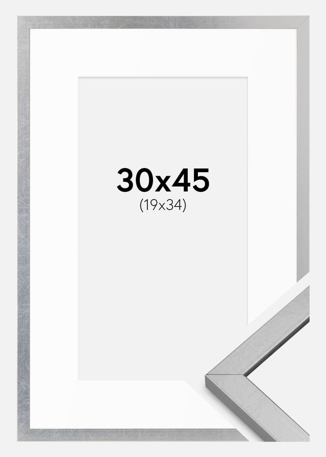 Ram med passepartou Frame Minerva Silver 30x45 cm - Mounts White 20x35 cm