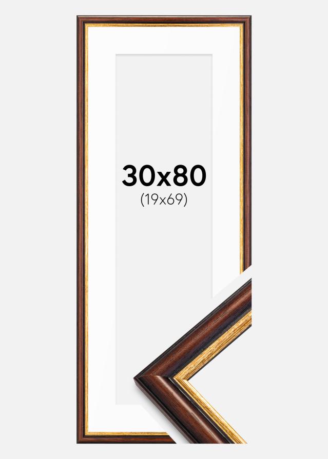 Ram med passepartou Frame Siljan Brown 30x80 cm - Mounts White 20x70 cm