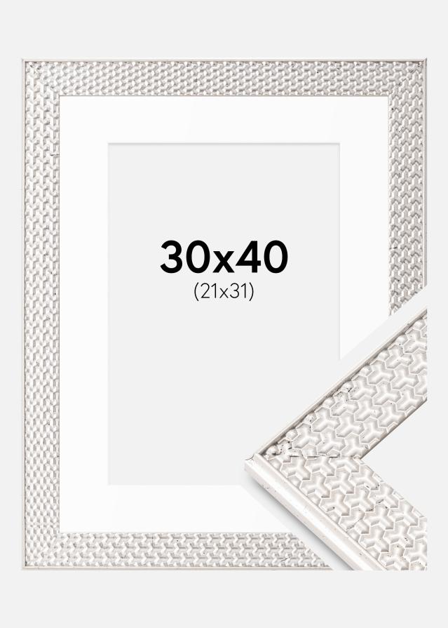 Ram med passepartou Frame Grace Silver 30x40 cm - Mounts White 22x32 cm