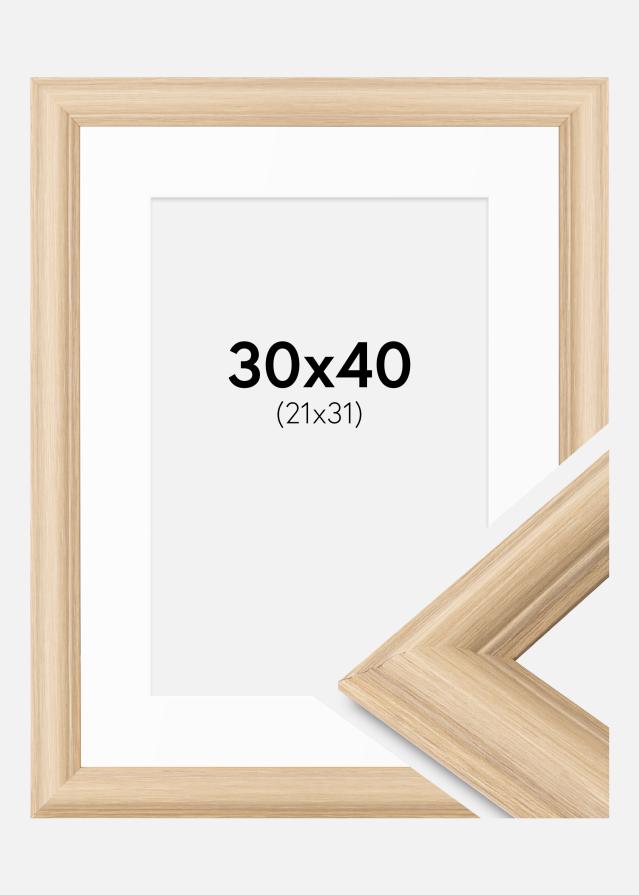 Ram med passepartou Frame Västkusten Oak 30x40 cm - Mounts White 22x32 cm