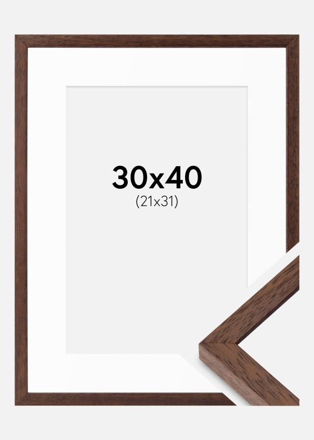 Ram med passepartou Frame Ares Teak 30x40 cm - Mounts White 22x32 cm