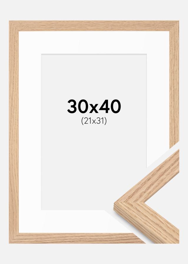Ram med passepartou Frame Tidlös Solid Oak 30x40 cm - Passepartout White 22x32 cm