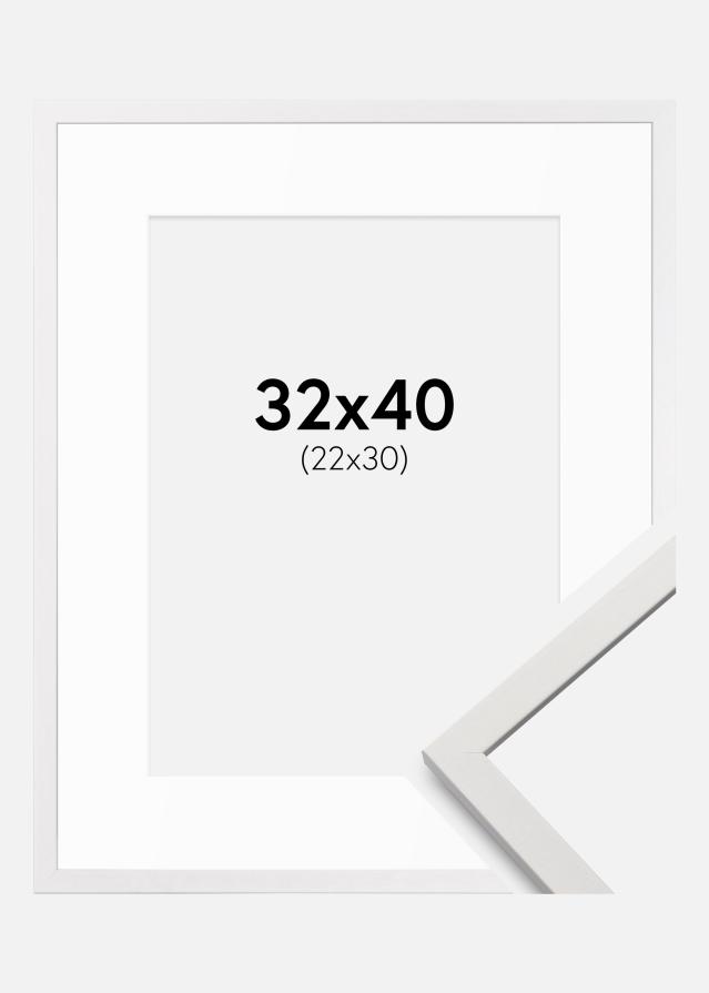 Ram med passepartou Frame Edsbyn White 32x40 cm - Mounts White 23x31 cm